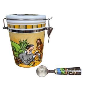 MSC Bourbonniere Joie De Vivre Cafe Coffee Canister & Scoop Art Deco Inspired